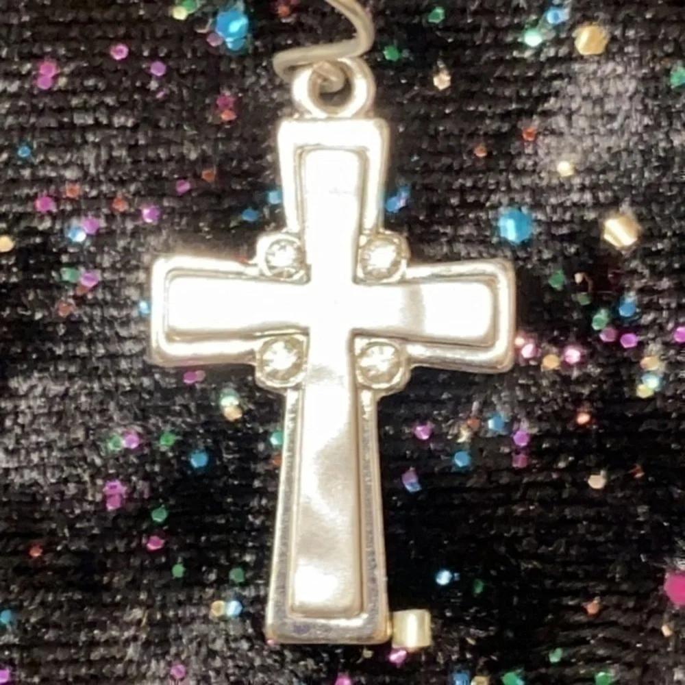 Silver Cross Earrings with Crystals